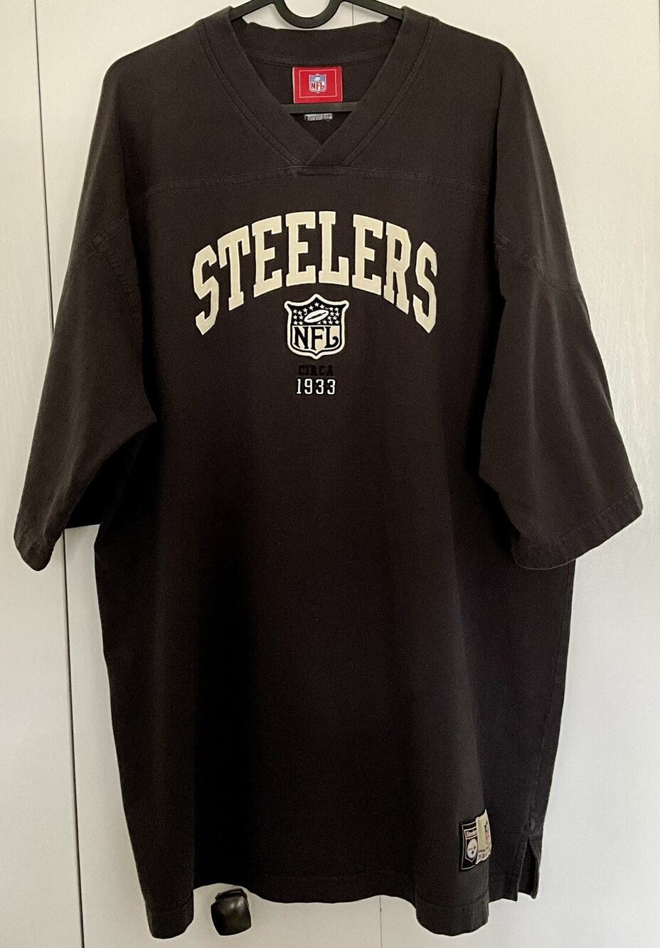 Vintage Mens NFL Originals Black Pittsburgh Steelers Cotton Jersey Size XL